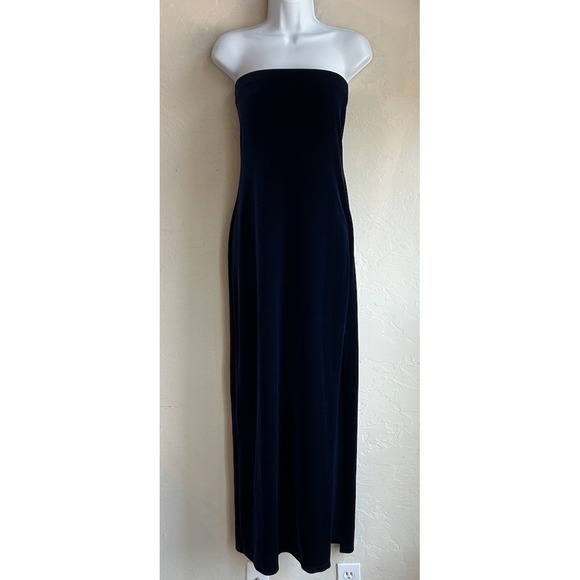 Charlotte Russe Dresses & Skirts - Vintage Y2K Charlotte Russe Blue Velvet Strapless Maxi Dress M Formal Slit Prom